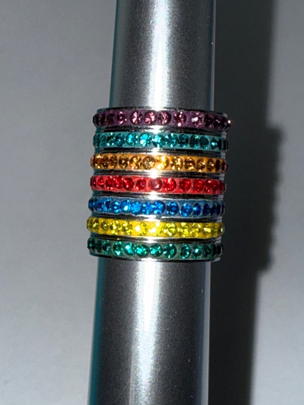 Multicolor Crystal Stackable Band Set - Size 9 - Picture 4 of 6